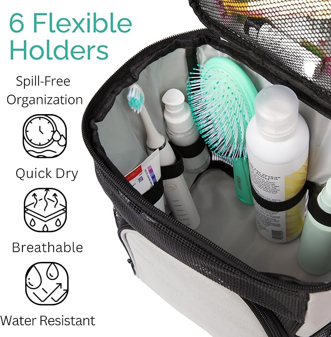 TERRA HOME Original Portable Shower Caddy For College Dorms - Foldable Mesh Tote - Dorm Room Essentials - Durable Hanging Travel Shower Bag - Perfect for College Students, Men, Women (Grey) - Image 5