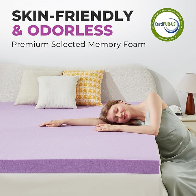 BDEUS 1.5 Inch Gel Memory Foam Mattress Topper Ventilated Soft Mattress Pad, Bed Topper, CertiPUR-US Certified, King Size