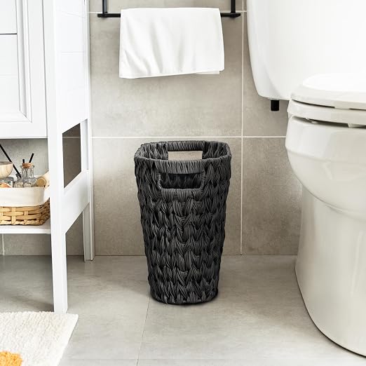 GRANNY SAYS Wicker Waste Basket, Waterproof Bathroom Trash Can, Decorative Boho Waste Baskets with Handles, Waste Basket for Bedroom, Office, 19 Liters/5 Gallons - Image 7