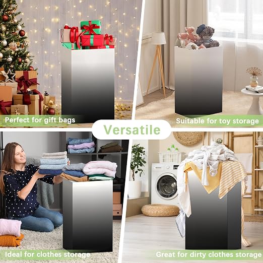 4 Pack Extra Large Disposable Trash Cans, Reusable Portable Garbage Can, 13 Gallon (21.6" H x 13.5" W x 10" D), Extra Thick Recycled Cardboard Portable Garbage Can and Recycling Bins,Black Gradient - Image 6