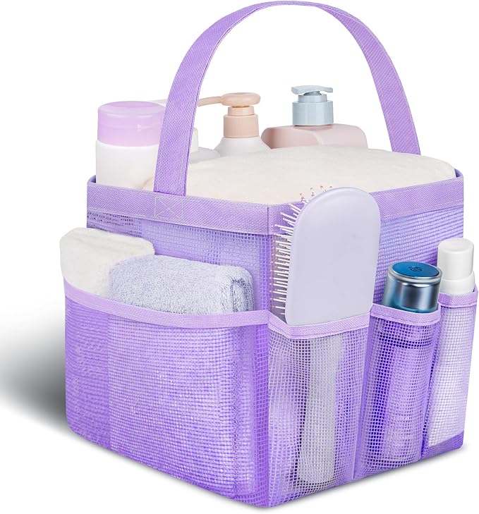 Attmu Mesh Shower Caddy Portable for College Dorm Room Camping Essentials, Shower Caddy Dorm with 9-Pockets, Large Capacity Hanging Basket Bathroom Bag for Toiletry, Swimming, Gym, Camp, Beach by Attmu