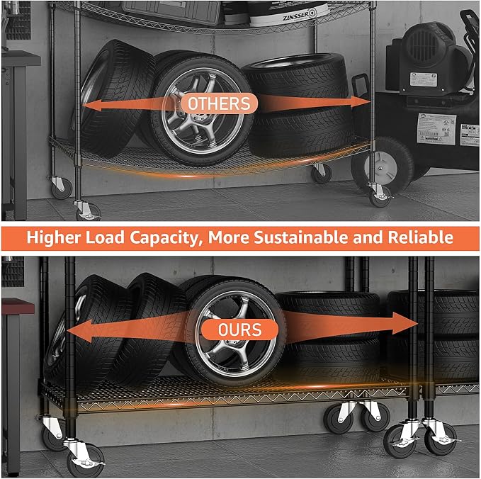 M MZG 53" W Garage Shelving 5 Tier Industrial 2200LBS Metal Shelving Units for Commercial, Basement, Pantry, Warehouse, School, Black Heavy Duty Easy Assembly 53.2" W x 23.6" D x 73.6" H - Image 5