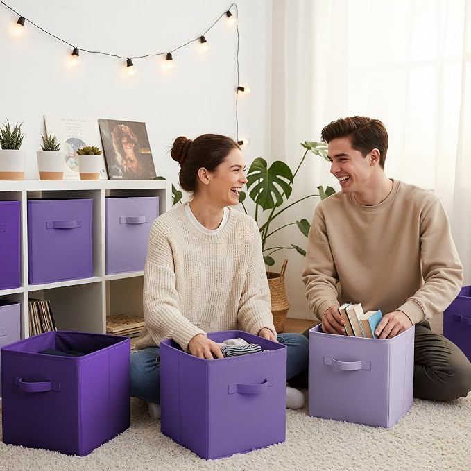 GRANNY SAYS Cube Storage Bins, 11 Inch Cube Storage Organizer, Fabric Storage Bins, Storage Cubes for Shelves, Closet, Purple Gradient, 8-Pack - Image 2