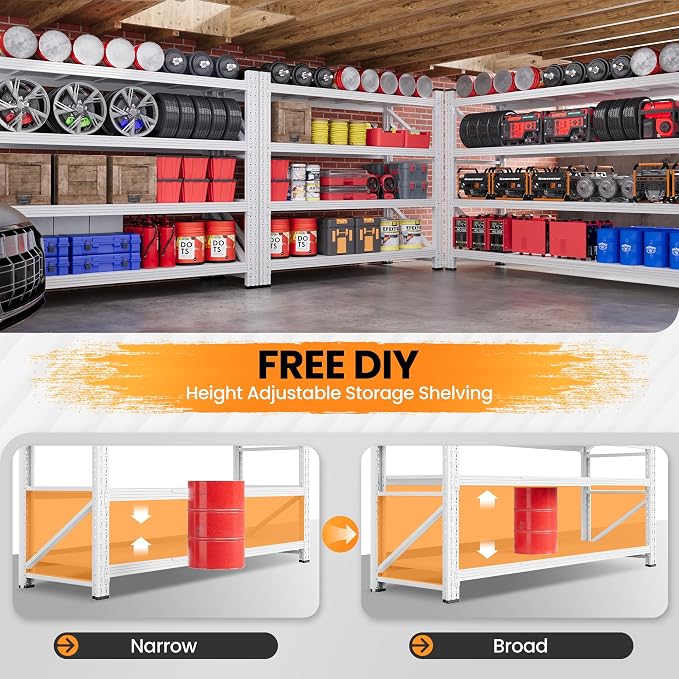48" W Metal Storage Shelves Heavy Duty, 3000LBS Garage Shelving Units, 4 Tier Tall Metal Shelving, 24" Deep Steel Shelf Rack , Adjustable Utility Standing Shelf for Warehouse/Shop 48"W x 24"D x 70"H - Image 4