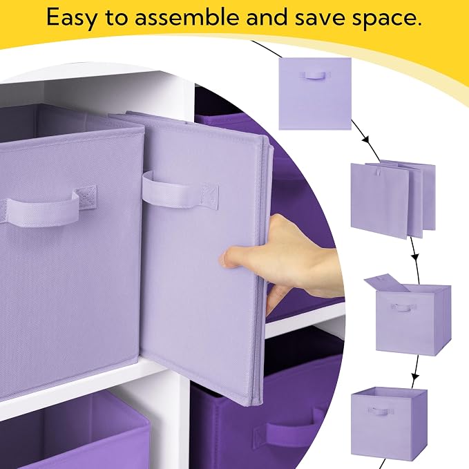 Cupic Cupid 13 Inch Storage Cube, Fabric Cube Storage Bin with Handles, Storage Cube Organizer for Clothes and Toys, Collapsible Cube Bins for Closet, Shelves, Nursery, 6-Pack, Purple Gradient - Image 8