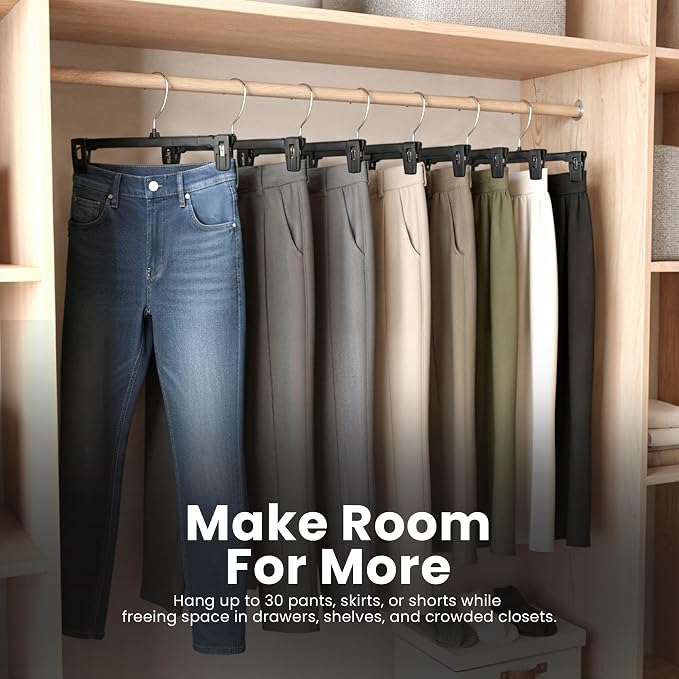Utopia Home Skirt Hangers - 30 Pack Plastic Hangers with Clips and 360 Swivel Hook for Closet Use and Hanging Bottoms Such as Skirts Pants Jeans - Image 4