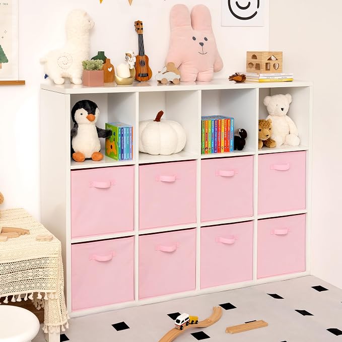 GRANNY SAYS Cube Storage Bins - 13x13 Cubby Organizer with Handle, Collapsible Storage Baskets for Shelves, Pink, 8-Pack - Image 8