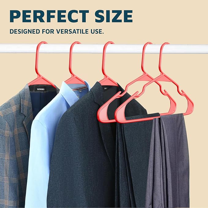Lifemaster Plastic Clothes Hangers – Heavy Duty Hanger Set, for Organizing Clothes, Dresses, and Coat, Holds Up to 5 lbs, Space-Saving Hangers with Non-Slip Shoulder Grooves, Pack of 50, Red - Image 10