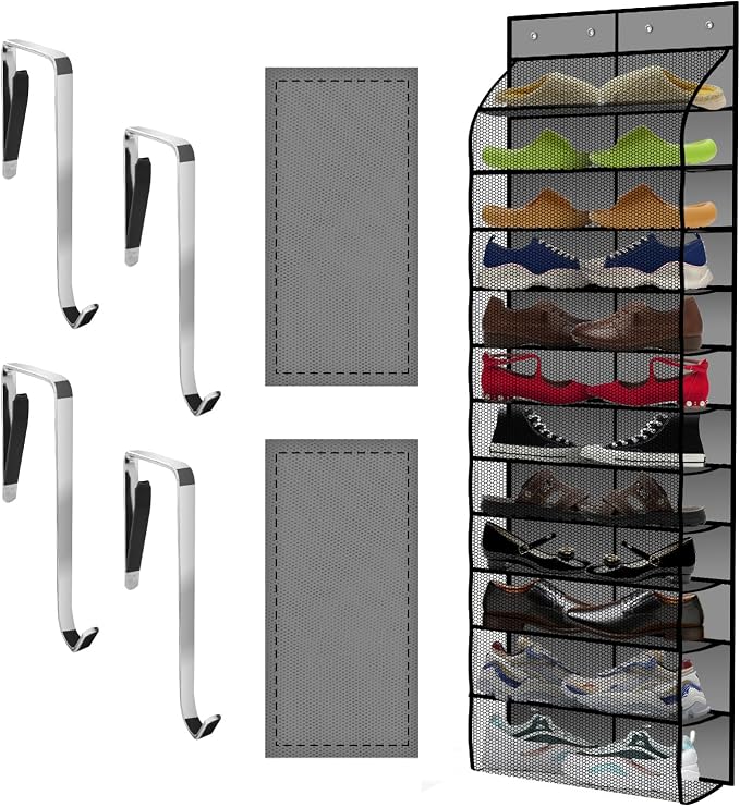 Kotkn Over The Door Shoe Organizer with 12 Large Breathable Pockets - Durable Hanging Storage for the Entire Family's Shoes (Gray) by Unknown