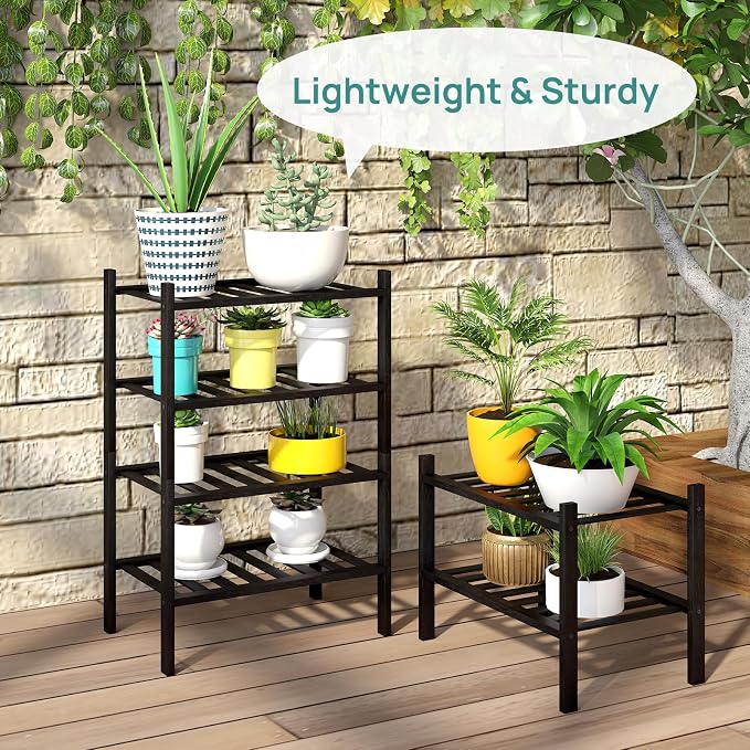 viewcare Black Small Shoe Rack for Entryway, 4-Tier Bamboo Shoe Organizer for Hallway Closet, Free Standing Shoe Racks for Indoor Outdoor - Image 6