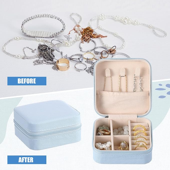 Taiyin Travel Jewelry Case, Bridesmaid Gifts Mini Jewelry Organizer, PU Leather Portable Earring Box for Women Girls - Image 3