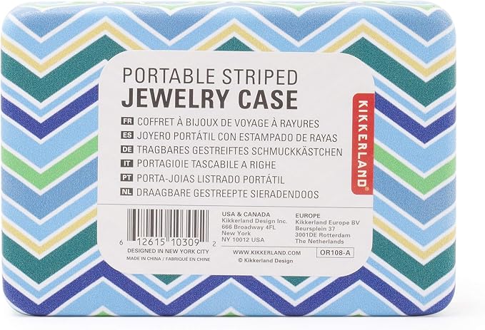 Kikkerland Portable Striped Travel Jewelry Storage Case with Mirror - OR108-A Random Style - Image 2