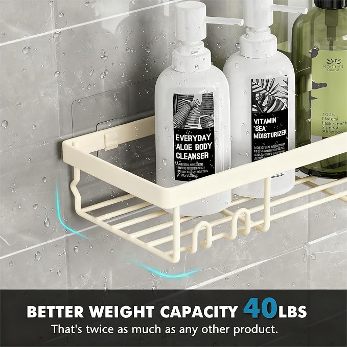 Moforoco Shower Caddy Shelf Organizer Rack, Self Adhesive Black Bathroom Shelves Basket, Home Farmhouse Wall Inside Organization and Storage Decor Rv Accessories, First Camper Apartment Essentials - Image 5