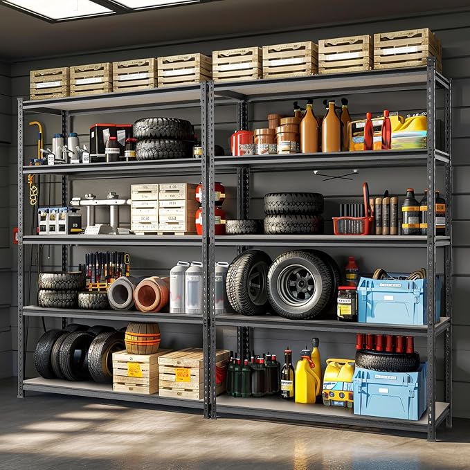 WORKPRO 5-Tier Metal Storage Shelving Unit, 36”W x 18”D x 72”H, Adjustable Storage Rack Heavy Duty Shelf with Particle Board, 4000 lbs Load Capacity (Total) for Garage Warehouse, Black/Silver - Image 2