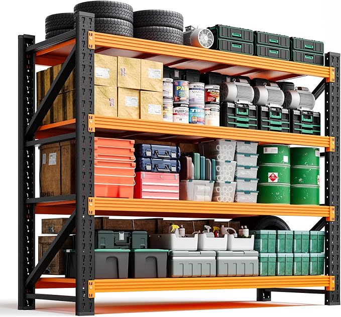Letaya 3000LBS Heavy Duty Storage Shelves,70" H Metal Garage Shelving Units,4 Tier Large Tall Industrial Shelving,Adjustable Utility Rack Shelf for Warehouse,Basement (Orange, 48" W x 24" D x 70" H) by LetayaMetalCabinets