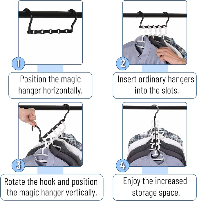 Mr. Pen- Space Saving Hangers, Black, 8 Pack, Clothes Organizers, Shirt Hangers, Magic Closet Space Savers - Image 6