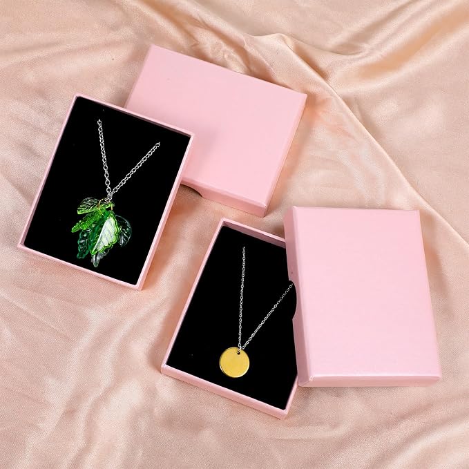 3 Pack Small Jewelry Gift Box, Necklace Bracelet Earring Cardboard Organizer, Cardboard Jewellery Box with Lids, Square Jewellery Gift Boxes for Birthday Xmas Christmas Wrapping (Light Pink) - Image 5