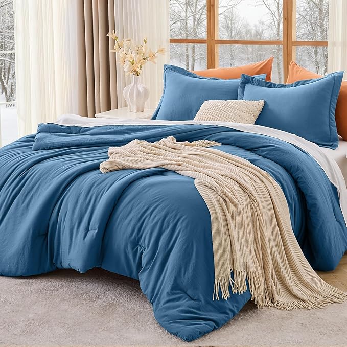 MUXHOMO Full Comforter Sets, All Season Ultra Soft Down Alternative Bedding - 3 Piece Lightweight Bed Set Includes 1 Comforter (82"x86") and 2 Pillow Shams (20"x26"), Teal
