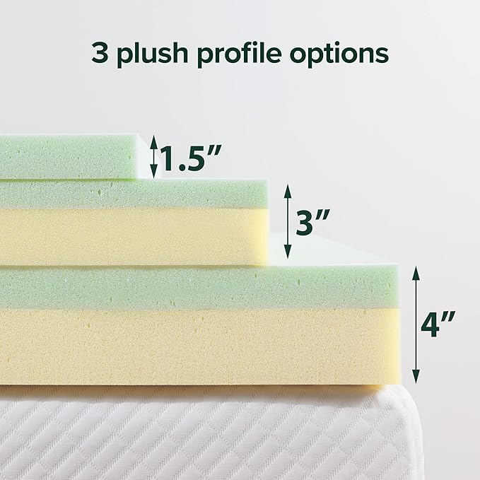 ZINUS 1.5 Inch Green Tea Memory Foam Mattress Topper, Pressure-Relieving Layers, CertiPUR-US Certified, Full