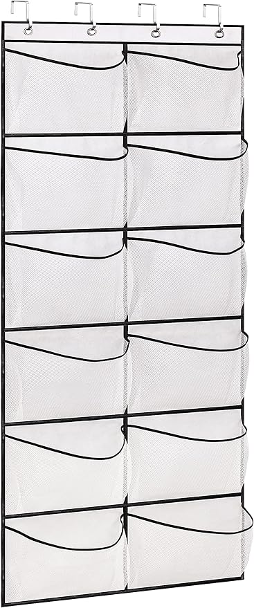 KIMBORA Over The Door Shoe Organizer 12 Large Mesh Pockets Boots Hanging Storage Shoe Rack for Closet White by KIMBORA