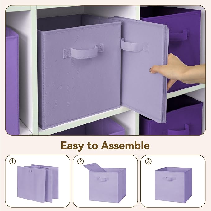 GRANNY SAYS Cube Storage Bins, 11 Inch Cube Storage Organizer, Fabric Storage Bins, Storage Cubes for Shelves, Closet, Purple Gradient, 8-Pack - Image 4
