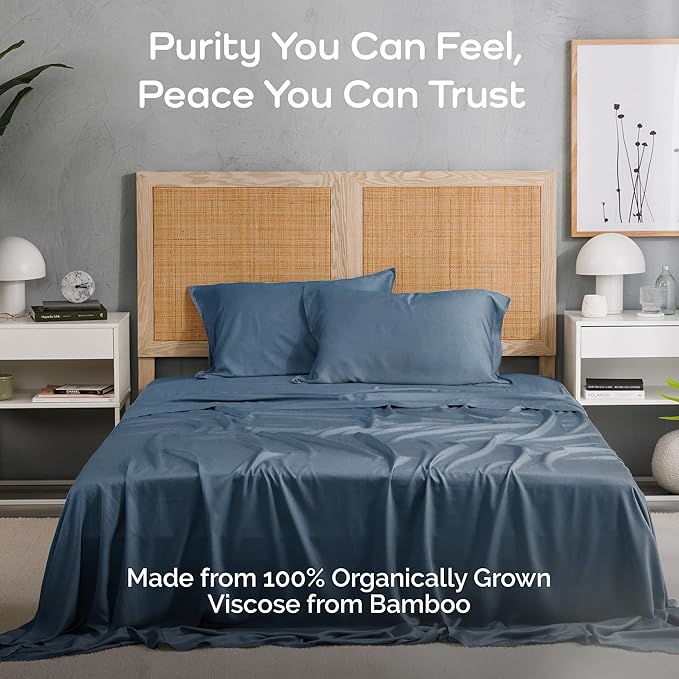 Viscose Bamboo Bed Sheets Full Sizes 4PC Set - Cooling Bedding for Hot Sleepers with Moisture Wicking Technology - Silky Soft 16 Inch Deep Pocket - Storm 54"x75"