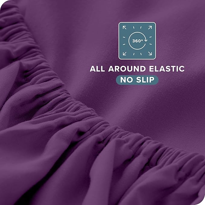 Bare Home Full Sheet Set - Luxury 1800 Ultra-Soft Microfiber - Double Brushed - Deep Pockets - Easy Fit - 4 Piece Set - Bedding Sheets & Pillowcases (Full, Plum)