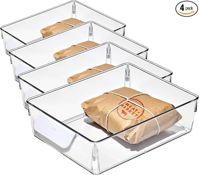 OXO Good Grips Fridge Organization Bin 8 in x 10 in - for Deli Meats, Cheeses, Loose Fruits and More (Pack of 4) by OXO