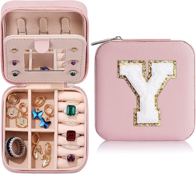 Parima Teacher Appreciation Gifts - Women's Travel Jewelry Case | Travel Essentials Small Jewelry Box - Letter Z, Pink by PARIMA