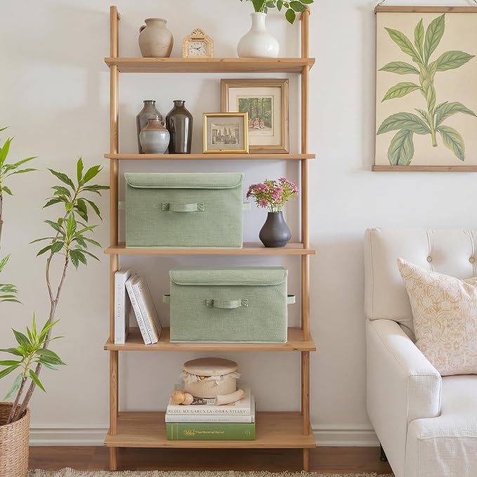 GRANNY SAYS Storage Bins with Lids, Decorative Storage Boxes, Clothes Stoarge Bins, Shelf Baskets, Closet Storage Bins for Clothing, Collapsible Storage and Organization, Sage Green, Large, 2-Pack - Image 4