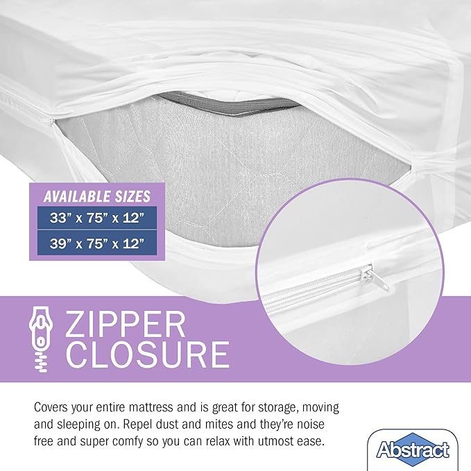 Abstract Waterproof Mattress Cover – Heavy Duty Vinyl Plastic Bed Protective Zippered Sheet, 100 GSM PVC Long Lasting Quality, Comfortable, Easy Care and Cleaning for Any Bedroom (33 x 75 x 10)