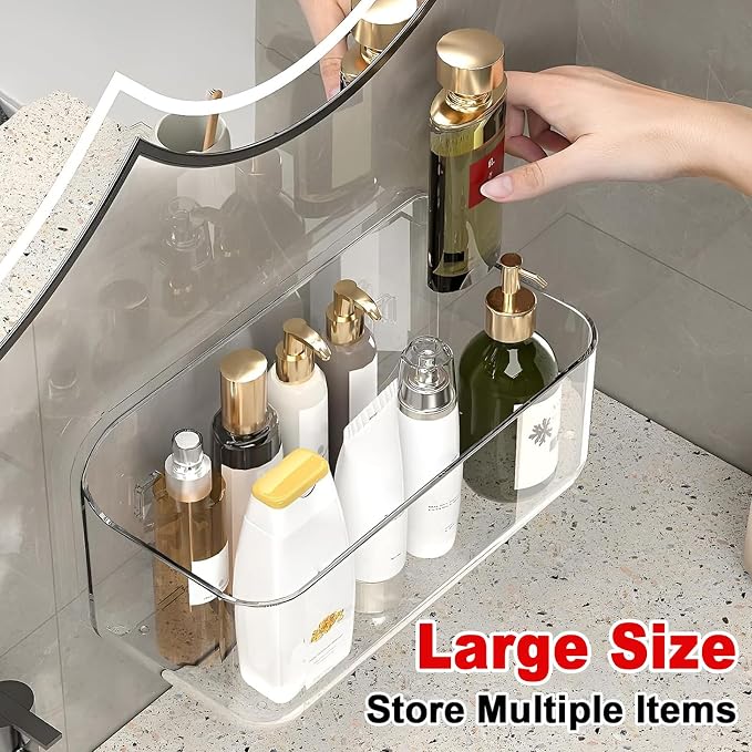 Diesisa Acrylic Wall Mount Organizer - 5.1" D x 10.9" W x 6" H, Large Size Adhesive Wall Self - Shower Caddies Organizer - Bathroom Shelves with Self Adhesive Tape for Bathroom, Kitchen - Large Size - Image 5