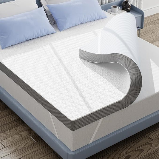 3 Inch Cooling Mattress Topper California King, Ice Silk with Gel-Infused 40D Memory Foam Bed Topper Pad with Removable Soft Cover, Pressure Relief & Non-Slip