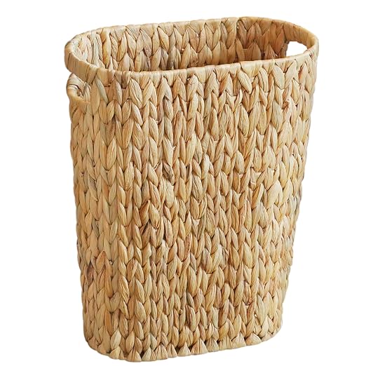 Coeusy Wicker Trash Can,Bathroom Trash Can,Water Hyacinth Wicker Waste Basket for Bathroom,Handwoven Narrow Small Waste Basket for Bedroom,Office,5 Gallon by WEAVECOMFORTINTOEVERYCORNER