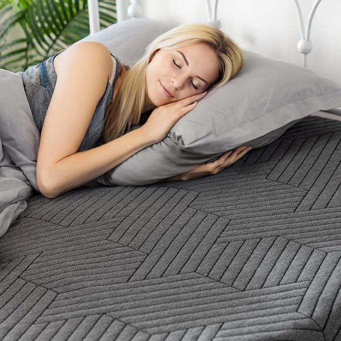 EnHomee Memory Foam Mattress Topper,3 Inch King Mattress Topper Pressure Relief with Cooling Gel and Removable & Washable Embossed Cover, CertiPUR-US & Oeko-TEX Certified, Grey, King