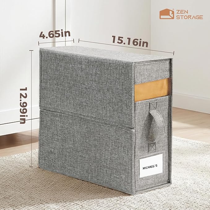 12Pack Sheet Organizers and Storage - King/Queen Size Sheet Storage Organizer with Window, Foldable & Dustproof Sheet Organizer for Linen Closet for Summer Blankets & Sheet Sets,Grey - Image 3