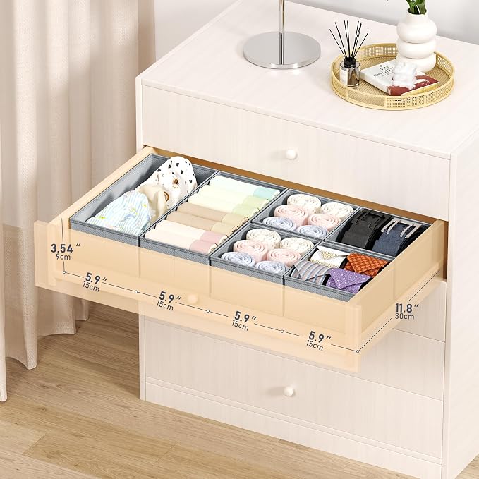 DIMJ Drawer Organizer Clothes - 18 Pack Closet Drawer Organizer Bins for Baby Clothes Storage, Fabric Dresser Organizer for Nursery Bedroom, Foldable Small Drawer Dividers for Underwear Socks - Image 2