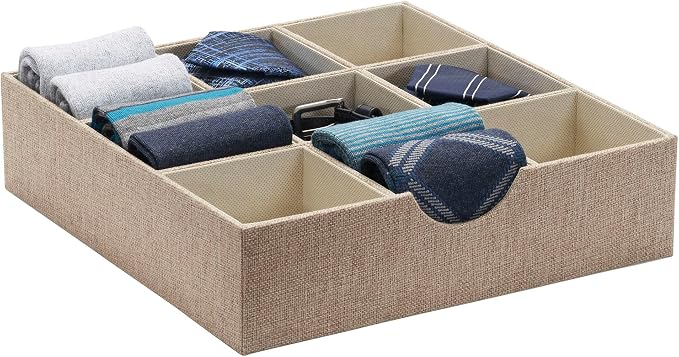 Household Essentials Brown 723-1 Deep 9 Section Drawer Organizer Box for Storage | 12 in x 12 in 3.13 - Image 5