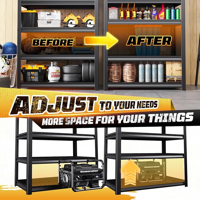 Garage Storage Shelves 5-Tier,Garage Storage System Shelves Adjustable,Storage Shelving for Basement,Pantry,Kitchen,Warehouse (1, 72" H x 35.55" W x 16" D) - Image 5
