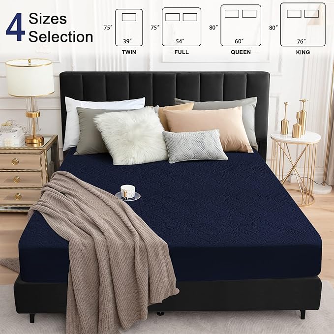 Sufdari Twin Quilted Fitted Waterproof Mattress Cover, Breathable & Noiseless Mattress Pad, Ultra Soft Bed Cover Fits Up to 8-18" Deep Pocket