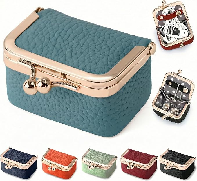 Zivyes Mini Jewelry Box Travel Small Coin Purse Organizer Case Genuine Leather Tiny Size (sky blue) by Zivyes