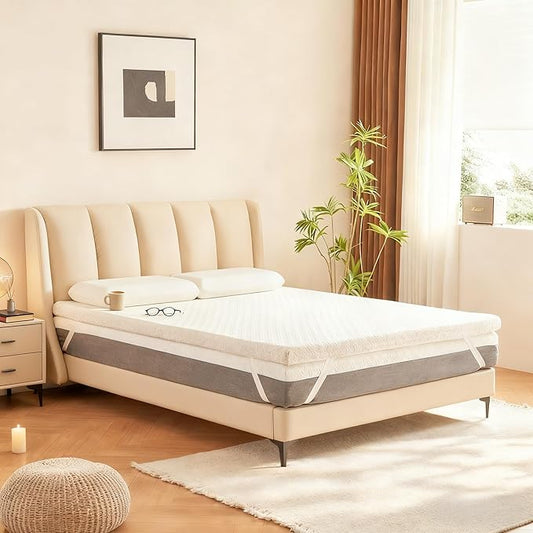 3 Inch Memory Foam Mattress Topper Twin Size - CertiPUR-US Certified - Gel Cooling Mattress Pad with Removable Bamboo Cover,Bed Topper for Pressure Relief(White) (White, King)