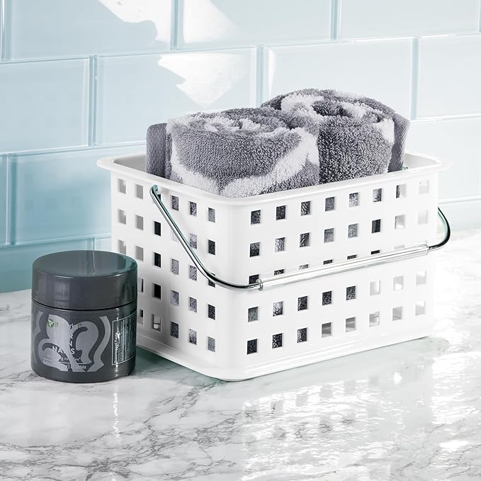 iDesign Portable Shower Caddy Basket with Handle for College Dorm or Bathroom - White - Made in USA - Image 3