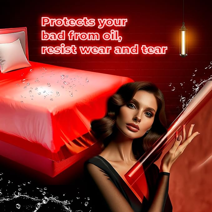 Skywin Waterproof Mattress Protector - Waterproof Sex Blanket Queen Size, Vinyl Massage Sheet, Adult Play Sheets, Sex Sheets Roleplay Games, Love Blanket, Valentine’s Day Gifts for Him or Her (Red)