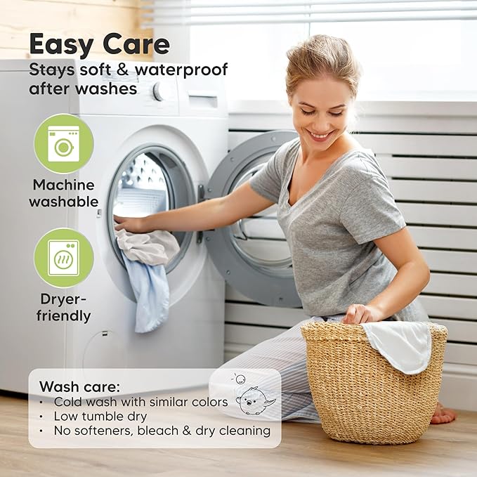 2-Pack Waterproof Bassinet Sheets Boy, Girl - 33x17 Baby Bassinet Mattress Protector Cover, Viscose Derived from Bamboo, Compatible with Graco, Baby Delight, Halo Bassinest Swivel Sleeper (Soft White)