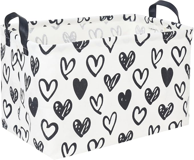 Rectangular Kids Basket,Heart Basket,Cute Storage Bin Toy Organizer Box Love Room Decor for Home(Line heart ) by DDBASKET