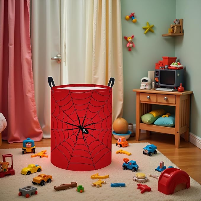 Baby Laundry Basket Baby Nursery Hamper Kids Laundry Basket Toy Storage Bin for Boys Room Decor Gift Baskets for Bedroom Bathroom(Spider Web) - Image 3