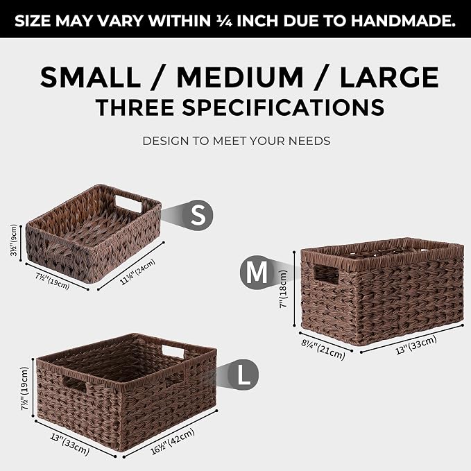 GRANNY SAYS Large Wicker Basket, Decorative Woven Basket for Storage, Waterproof Storage Basket Organizer, Wicker Storage Basket for Organizing, Brown Basket, 1-Pack - Image 5