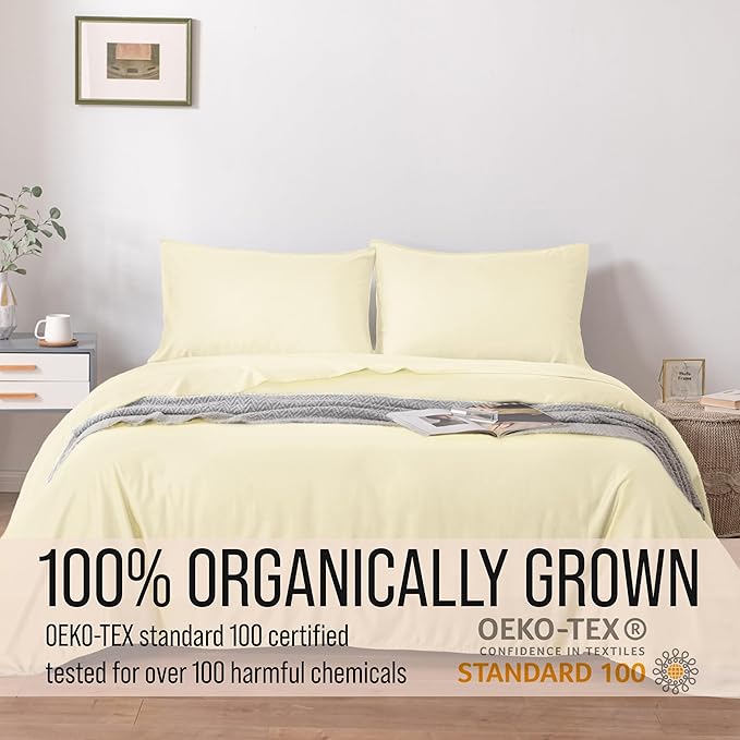 Bella Coterie Luxury Bamboo Viscose Full Size Sheet Set | 100% Organically Grown | Ultra Soft | Cooling for Hot Sleepers | 18" Deep Pocket [Lemonade]