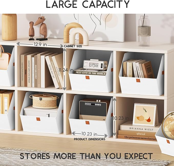 Homsorout Fabric Closet Storage Cubes - 6 Pack Square Storage Bins with Dual Handles for Clothes, Towels, Toys, Cube Storage Organizers for Bedroom, Nursery, Shelves, Closet, Small Spaces, White - Image 3
